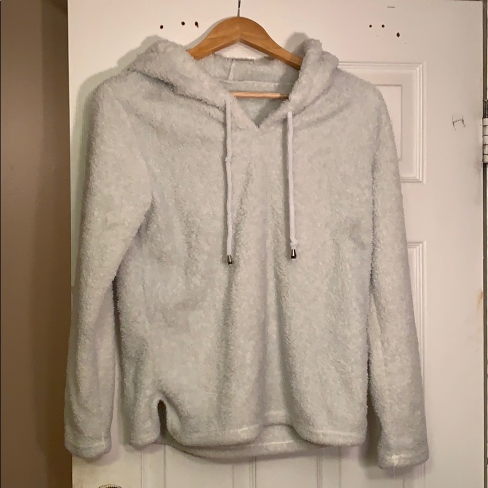 White fuzzy hoodie
